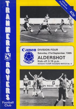 Tranmere Rovers v Aldershot Match Programme 1985-09-21